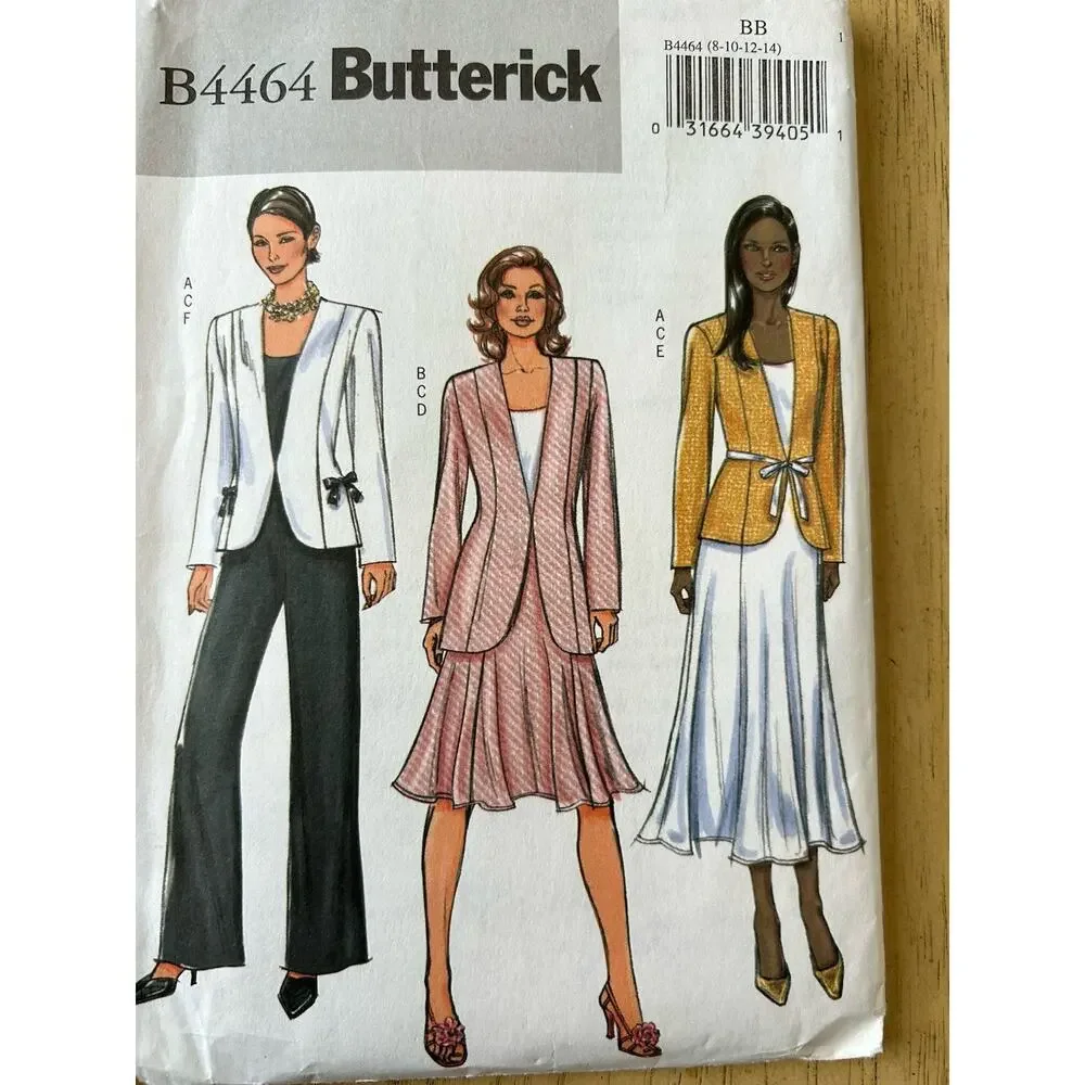 VTG 80s Sew Pattern Separates Jacket Skirt, Pants Top 8-10-12-14 Butterick 90s